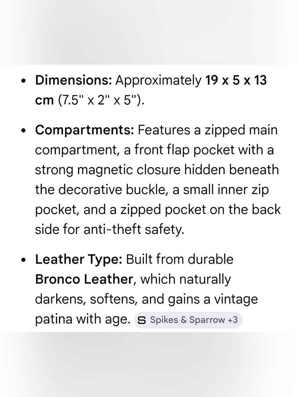 Spikes & Sparrow Belt/Waist Bag (Geniune Leather) - Picture 10 of 10